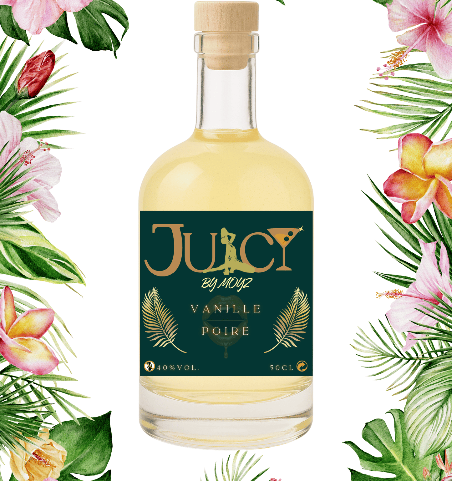 Rhum arrangé artisanal JUICY by Moyz - Vanille Poire - 500ml