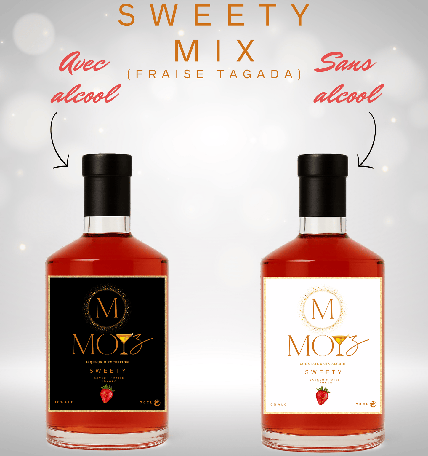 SWEETY MIX - Pack Douceur Rétro à la Fraise Tagada : Liqueur & Cocktail Sans Alcool