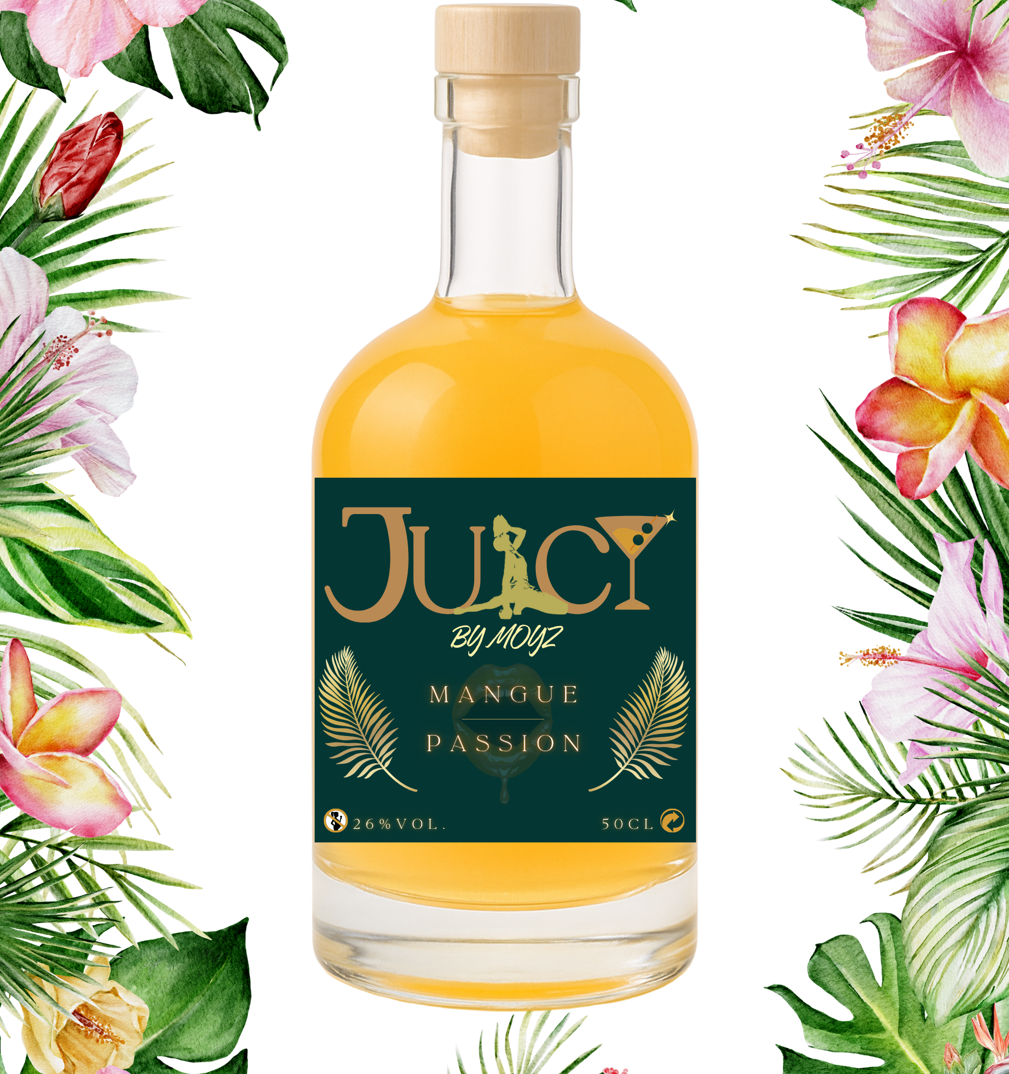 Rhum arrangé artisanal JUICY by Moyz - Mangue Passion - 500ml