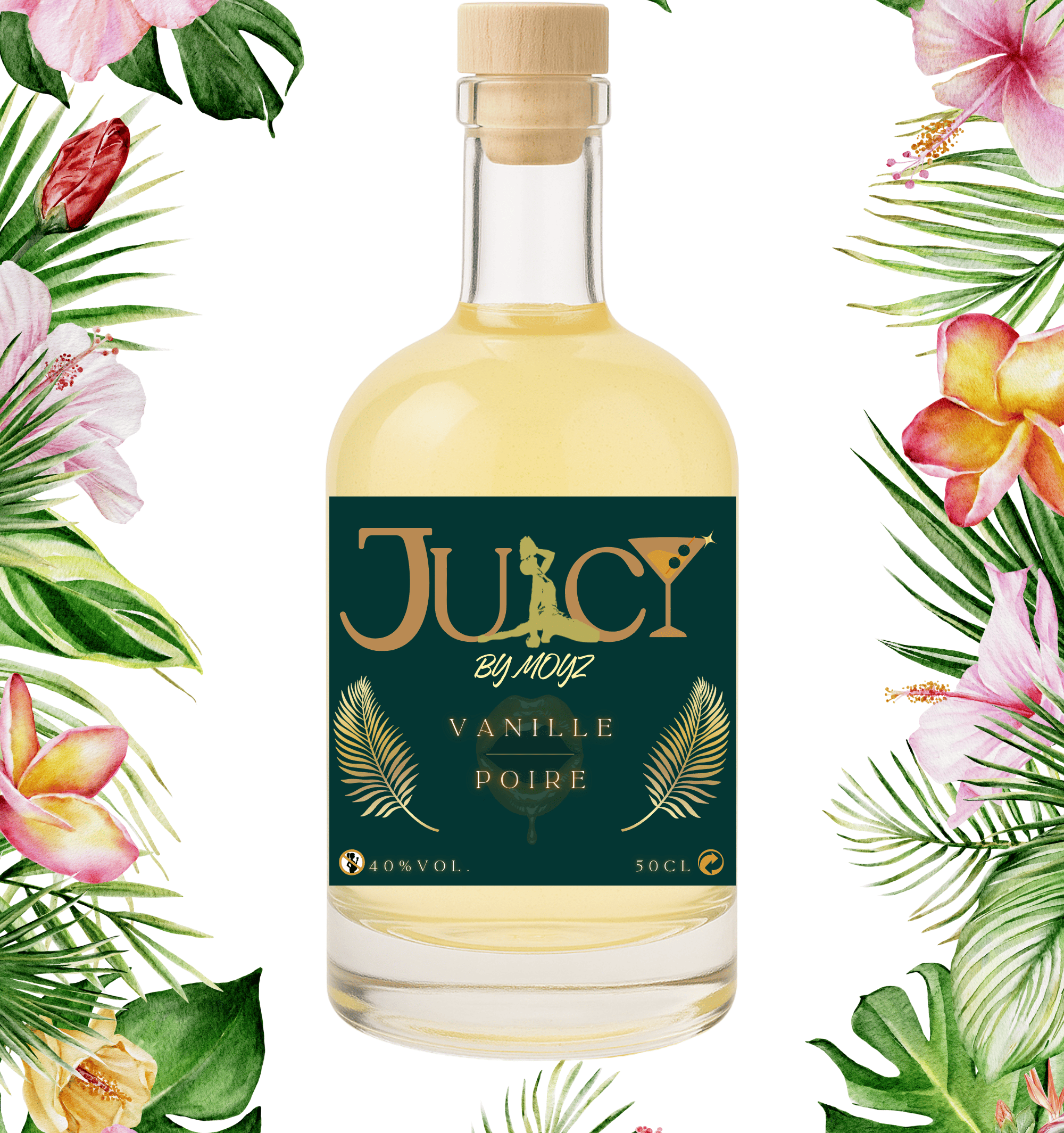 Rhum arrangé artisanal JUICY by Moyz - Vanille Poire - 500ml
